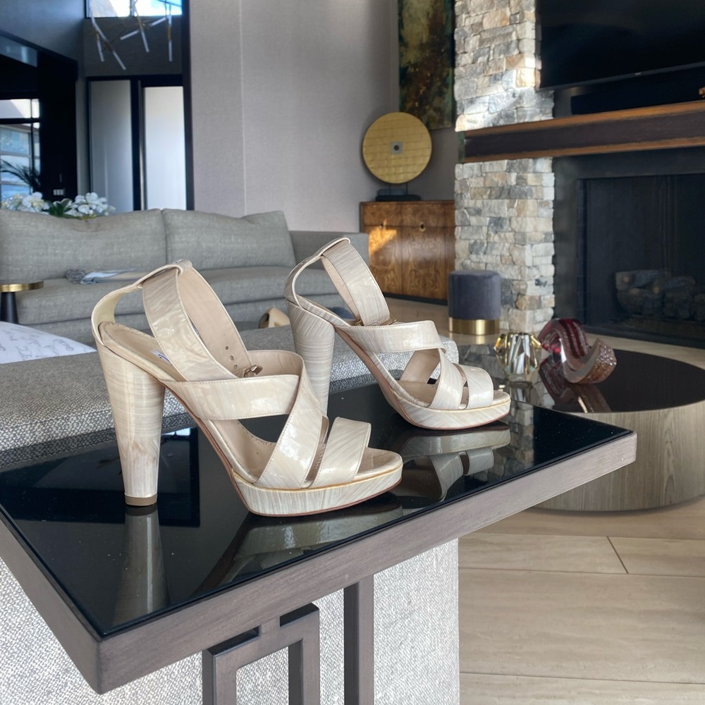 Oscar de la Renta Nude Ankle Strap Platforms